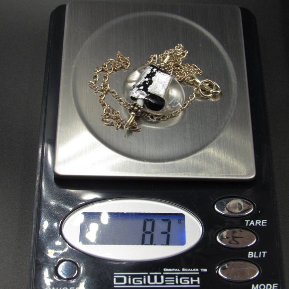 16" Sterling Silver Glass Orb Necklace Vintage - Picture 5 of 5